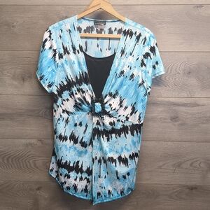 Brittany Black Short Sleeve Business Casual Blouse Women's Plus Size 3x